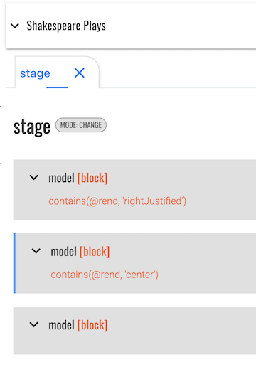 Shakespeare ODD showing elementSpec stage